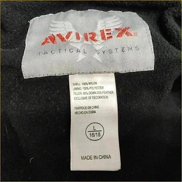 Avirex Goose Down Vasity Jacket Coat Tan Black Youth Kids Large 16 - 18 Logo - Picture 4 of 4
